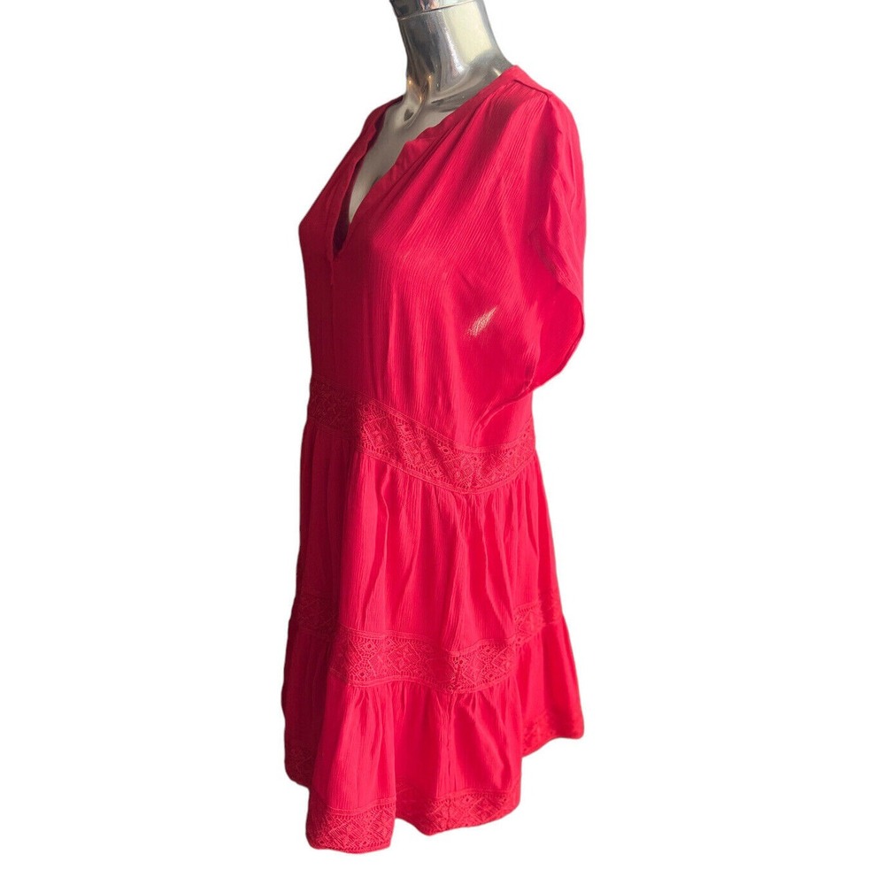 NWT Women's Gibson Look Ashley Tiered Poplin Dress‎ Red Size XXL